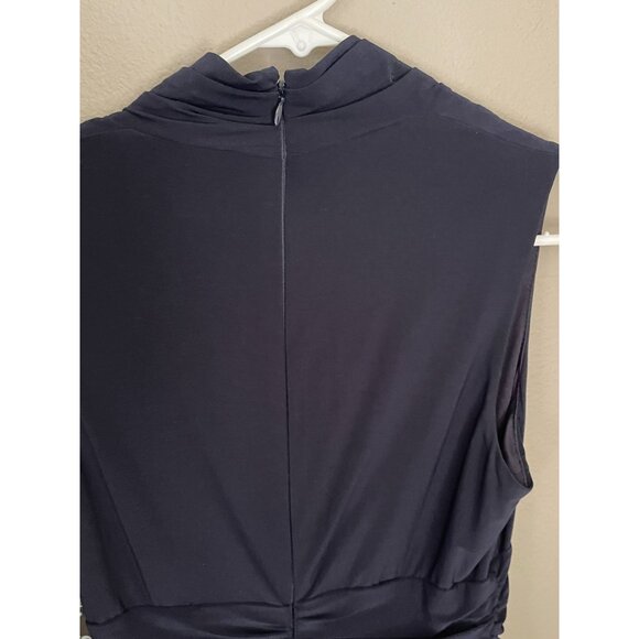 SLNY Missy Blue Fit & Flare Cocktail Party Dress Sleeveless Navy Size 6 Stretch - Picture 13 of 16